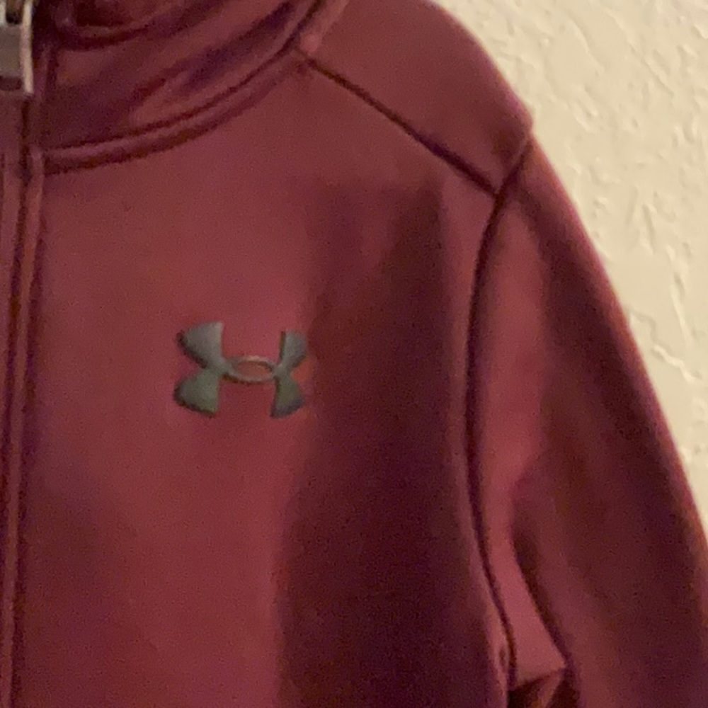 Under Armour Boy’s Cardinal/Black, Full-Zip Fleece Hoodie - Boys Size YSM - Picture 8 of 11